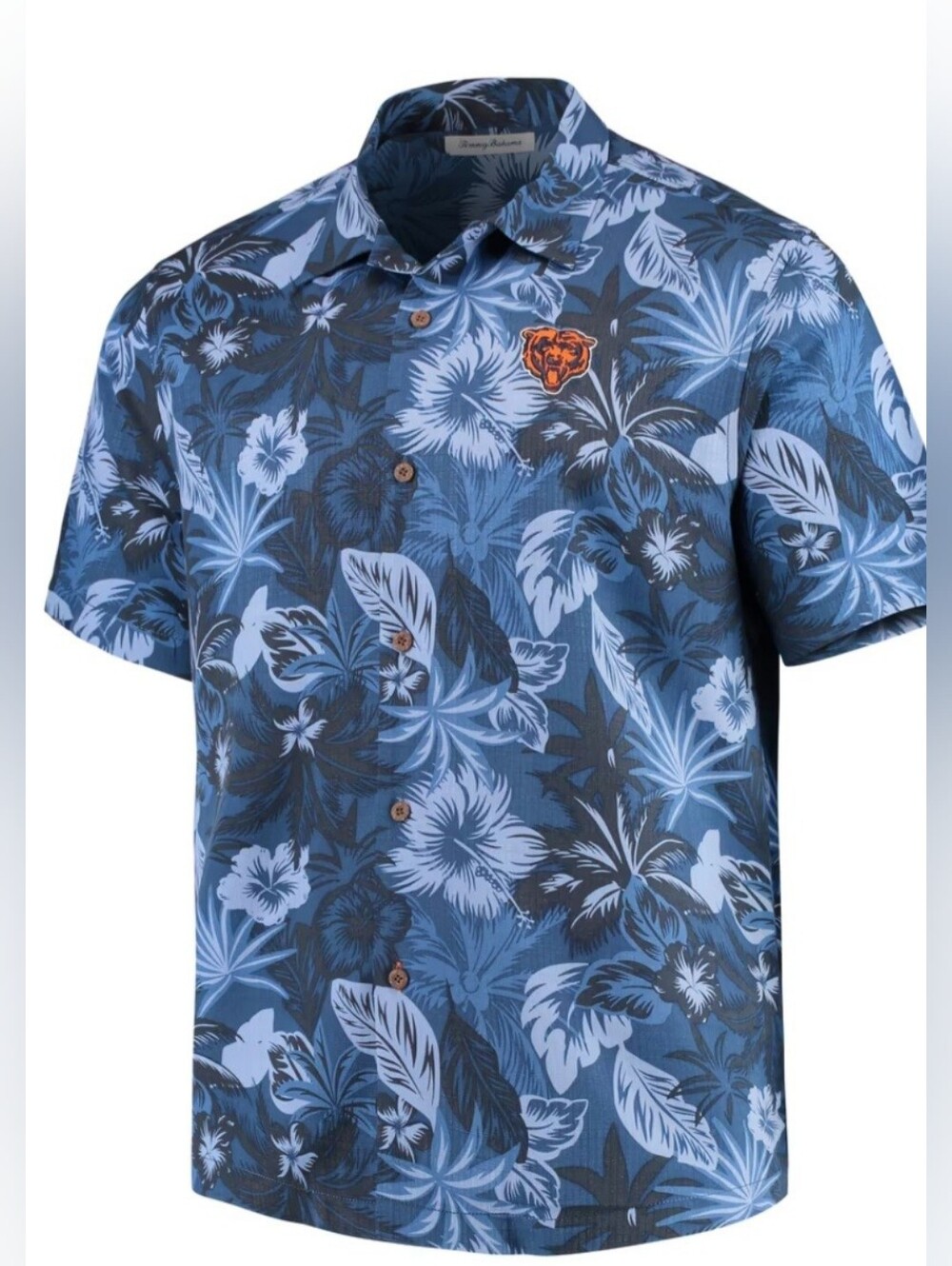 Tommy Bahama Navy Chicago Bears Fuego Floral Woven Button-Up Shirt Size XXL